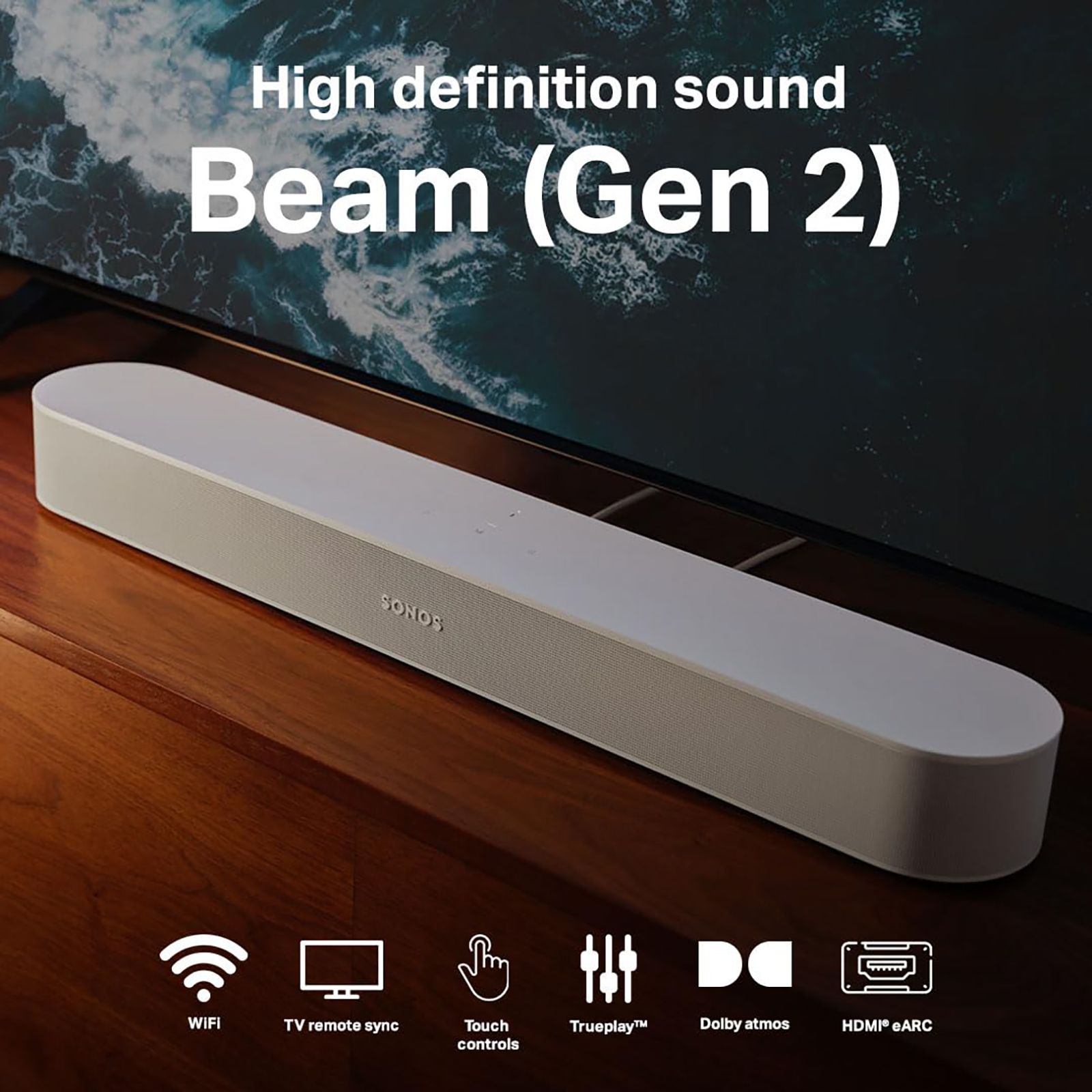 Sonos Beam Gen2 ホワイト Sonos Beam (Gen 2) | Soundbar with Dolby Atmos, Amazon Alexa